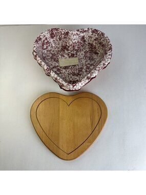 Longaberger Heart Basket Combo With Lid & Insert & Liner